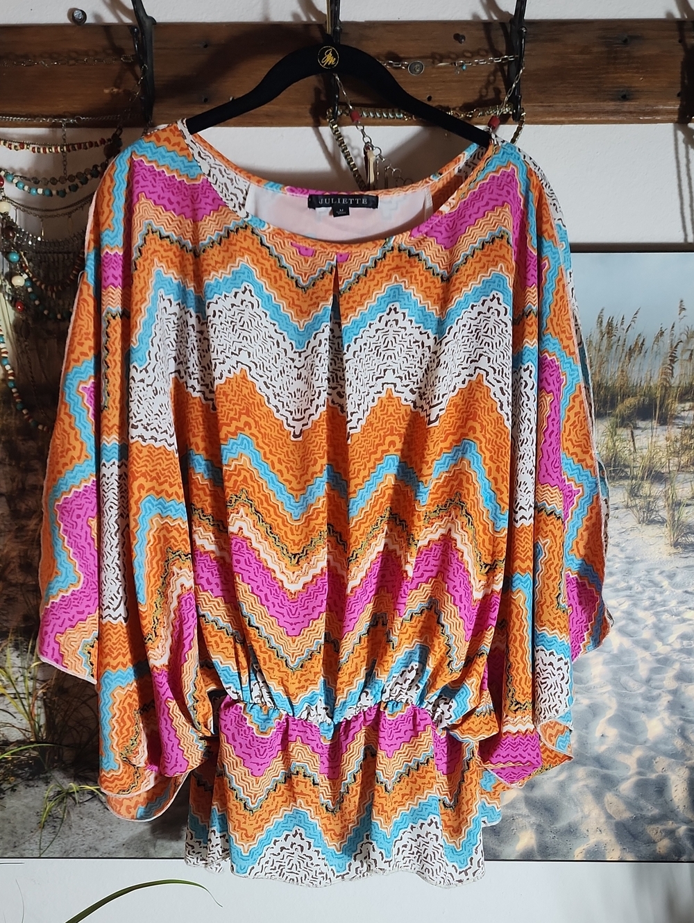 JULIETTE Orange Multi colored Chevron Tunic